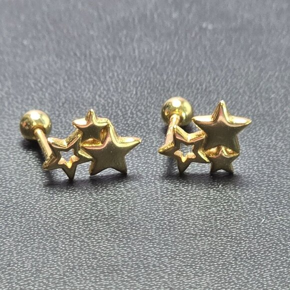 Golden‎ Star Cluster Stud Earrings With Screw Back (NWOT) - Picture 3 of 6